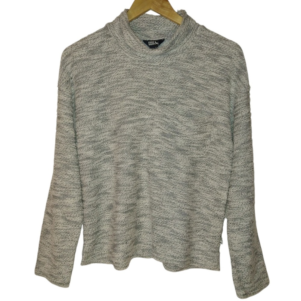 Eddie Bauer Sweater Women's Small Textured Pullover Long Sleeve Mock Neck